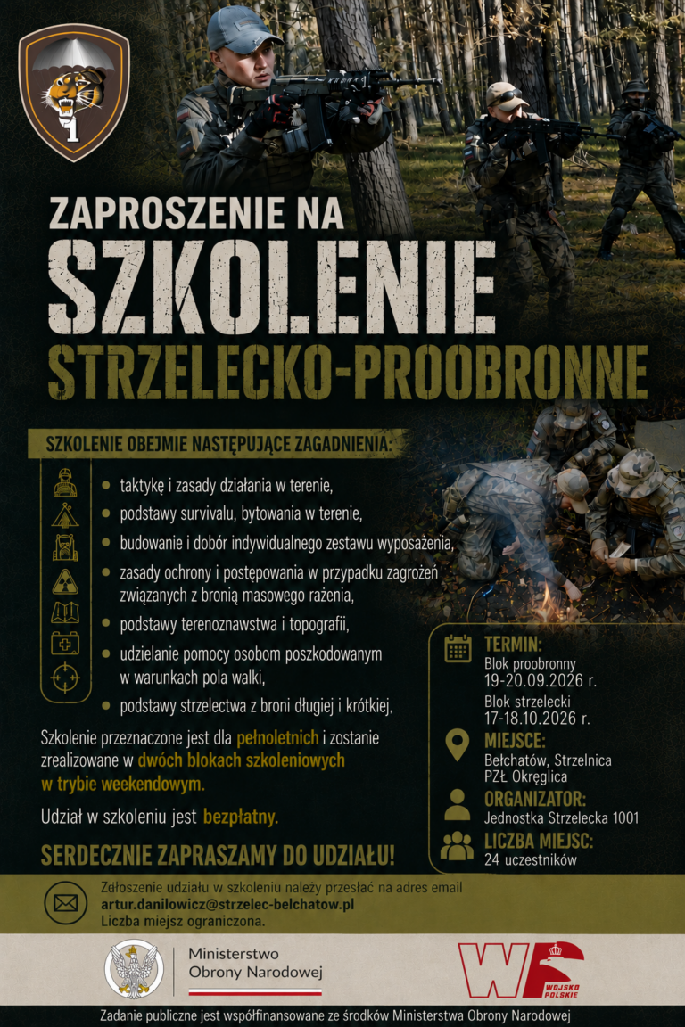 Zaproszenie na szkolenie strzelecko-proobronne